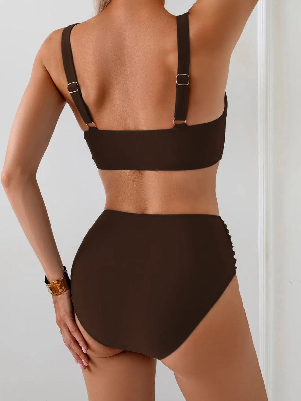 Sexy Bikini Swimsuit Women's High Waist Two Piece Beach Vacation Clothing Slimming Cover up Nylon Fabric with Chest Pad
