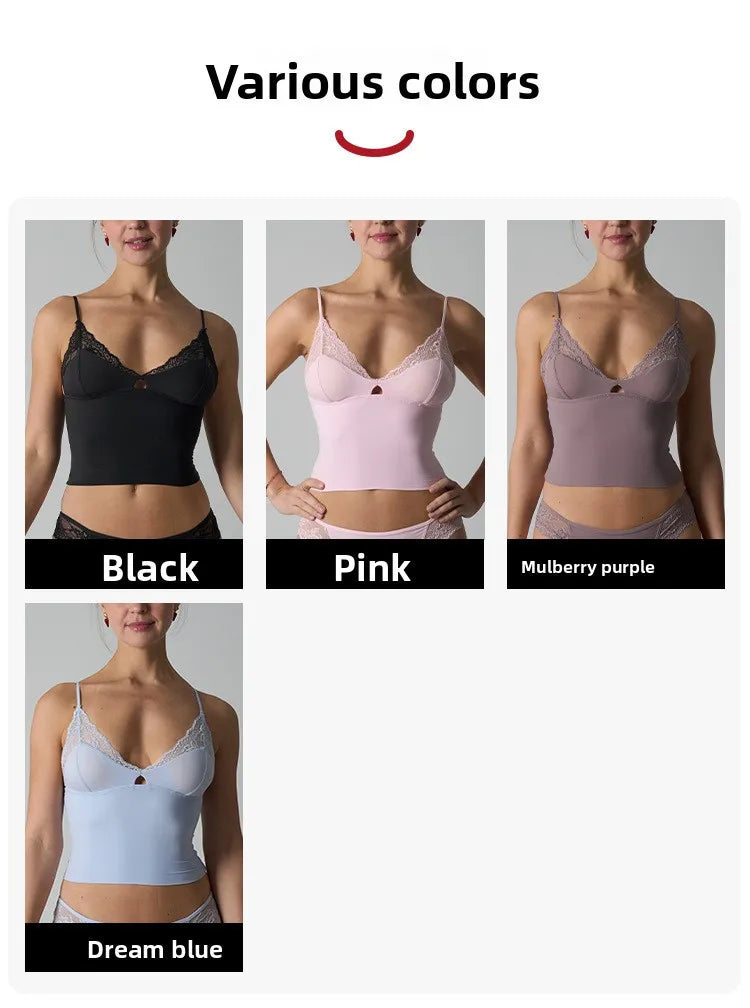 Adjustable Strap Lace Top Skin-friendly Ultra Elastic with Chest Pad Kardashian Style Streetwear Trend for Women in Spring