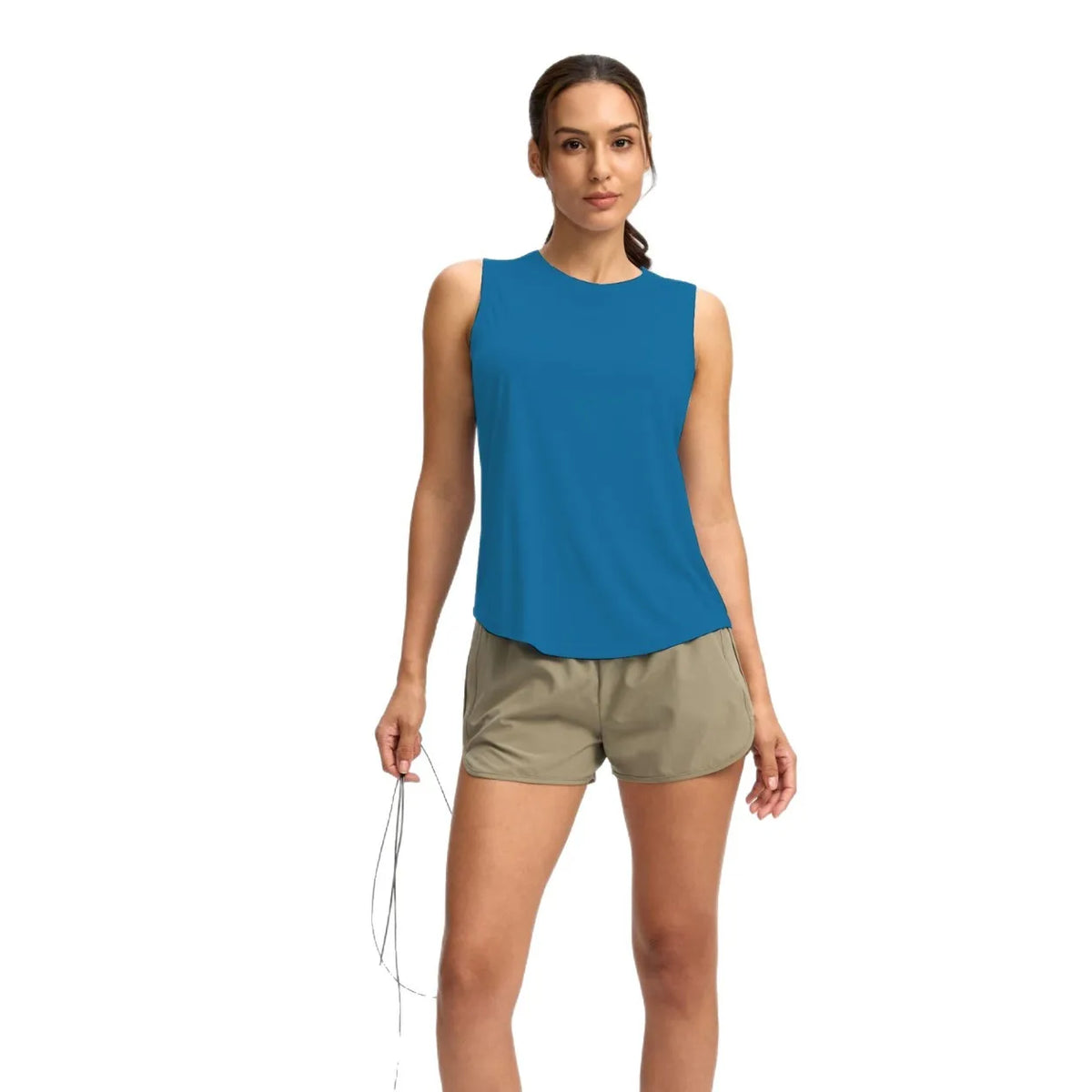 Women's Sleeveless Sports Top Quick Dry Breathable Running Vest Yoga Tennis Cross-Border Sports Tank Top Nylon Fabric