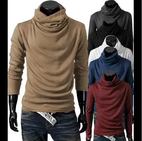 Fashionable Long Sleeve Men's T-Shirt Slim Fit Base Layer Shirt Trendy Collared Top for Casual Occasions Winter Wear