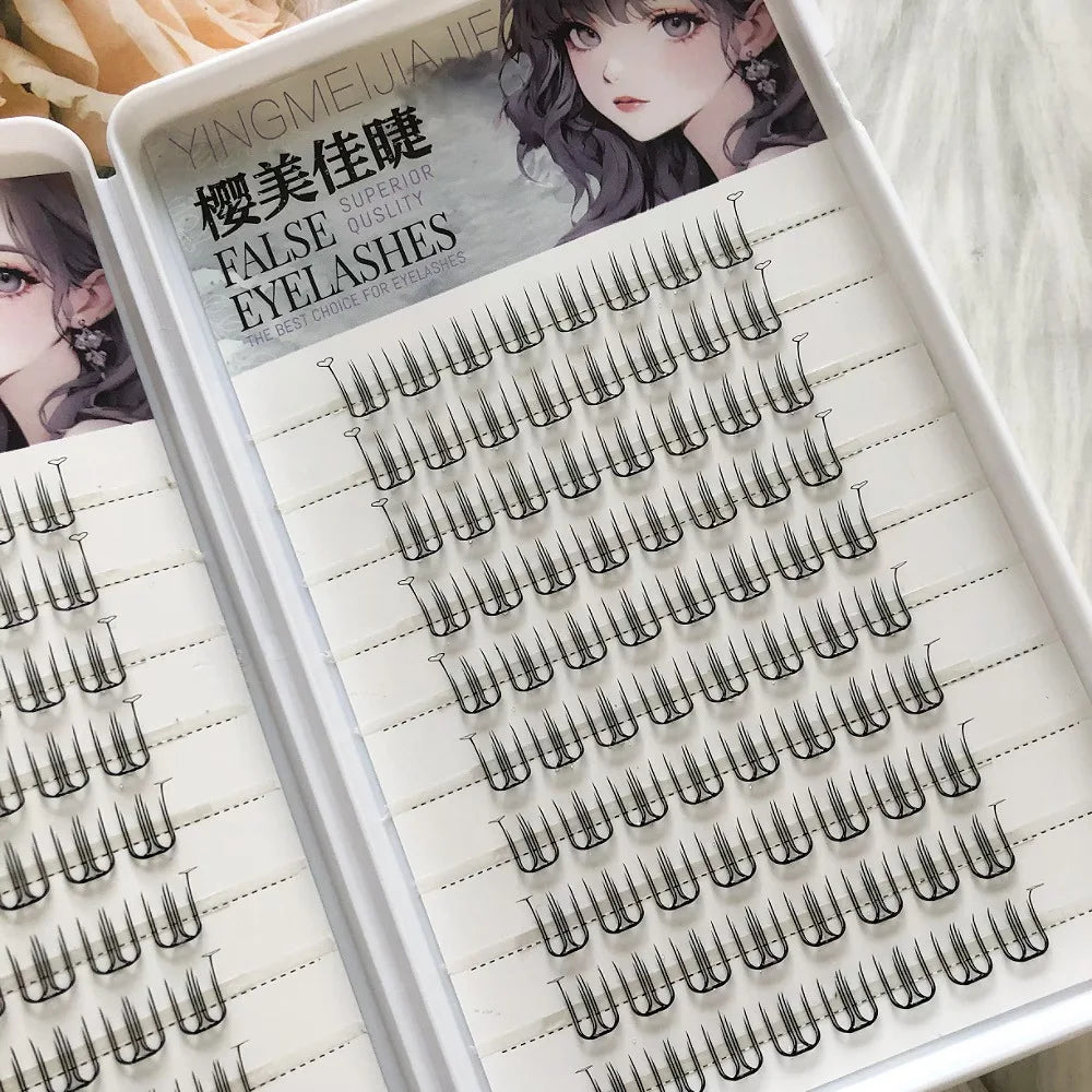Korean Style U-Shaped Fake Eyelashes Heart Tail End Girls Group Soft Age-Reducing Natural Looking Fiber Material for Ordinary...