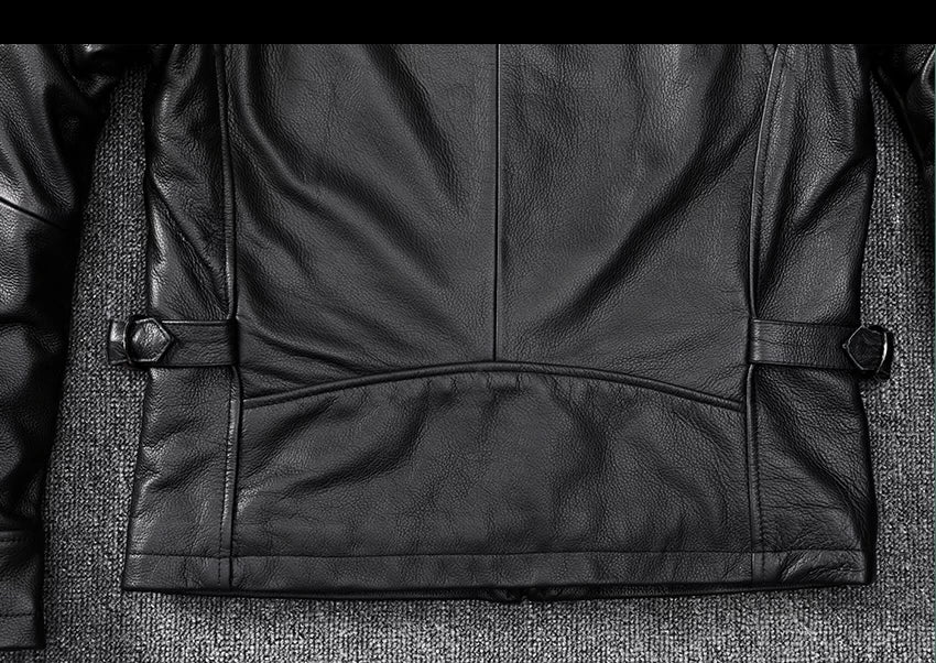 Black Autumn Leather Jacket Men Retro Style Plus Size 8XL Genuine Natural Cowhide Turn-Down Collar Smart Casual Coat