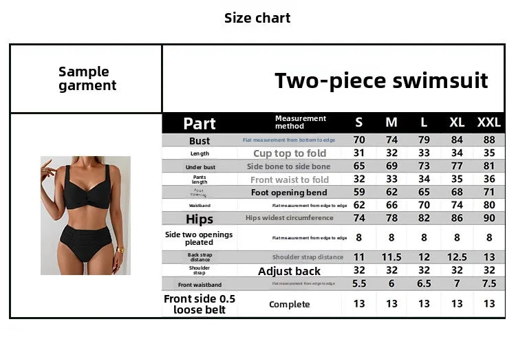 Sexy Bikini Swimsuit Women's High Waist Two Piece Beach Vacation Clothing Slimming Cover up Nylon Fabric with Chest Pad