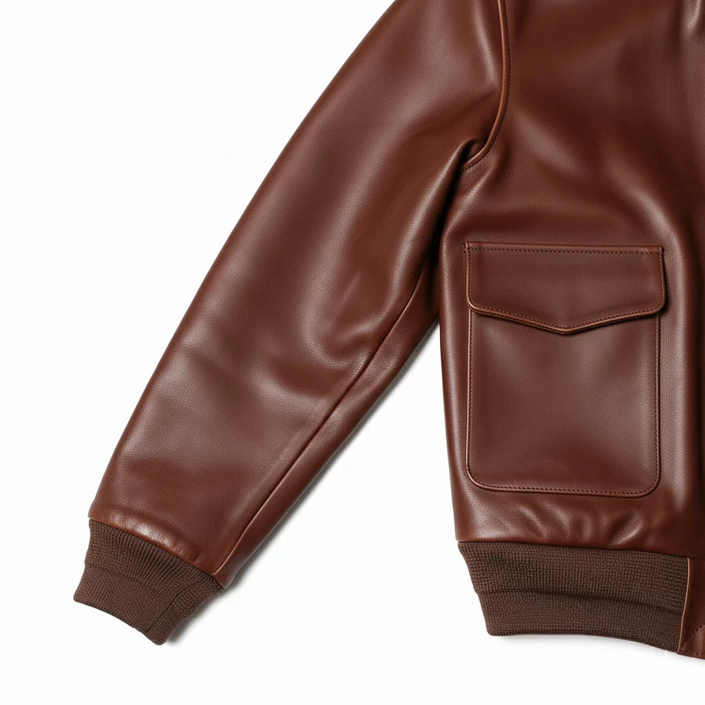 Brown Winter Leather Jacket Men Military Style Plus Size 5XL Genuine Natural Cowhide Turn-Down Collar Retro A2 Flight Coat