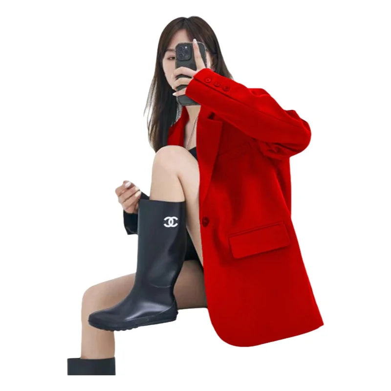 Casual Loose Women's Blazer Spring 2026 New Style Commute Fashionable Polyester Long Sleeve Single Button Patchwork Blazer