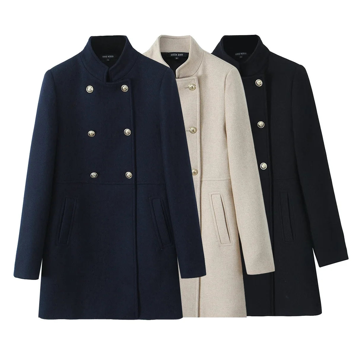 Retro Versatile Elegant Woolen Coat Stand Collar Double Buttoned Autumn Winter New Arrival Women's Fashion High Quality Outer...