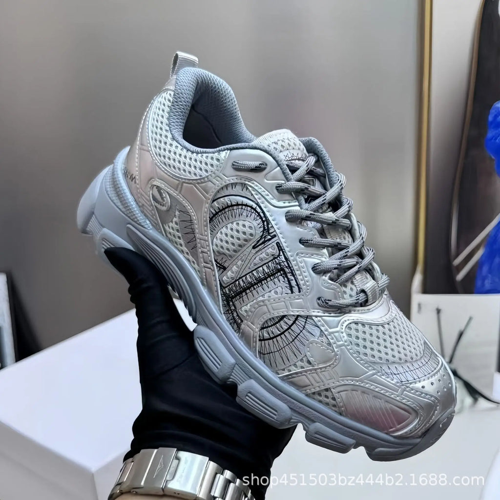 2025 New D Home B30 Tech Sports Mesh Dad Running Shoes with Laces Olympic Star Net Shoes Unisex Summer Dry Hollow out Sneakers