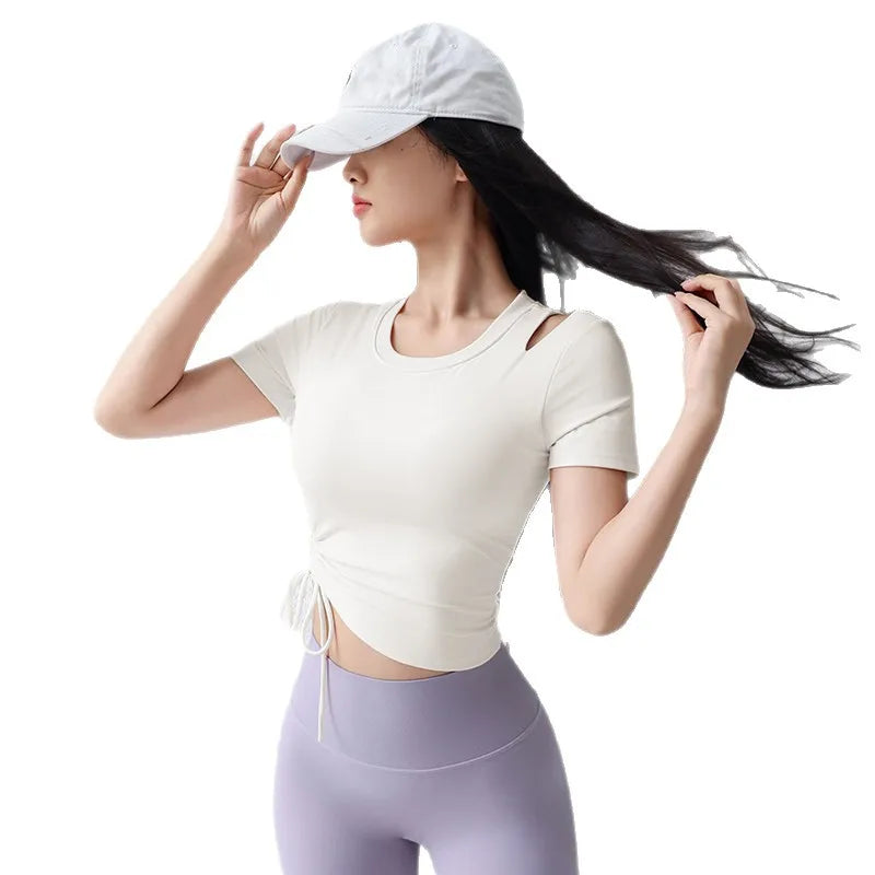 New Advanced Women's Yoga Sportswear Short Sleeve T-Shirt Slimming Running Pilates Training Fitness Summer Tight Fit Top