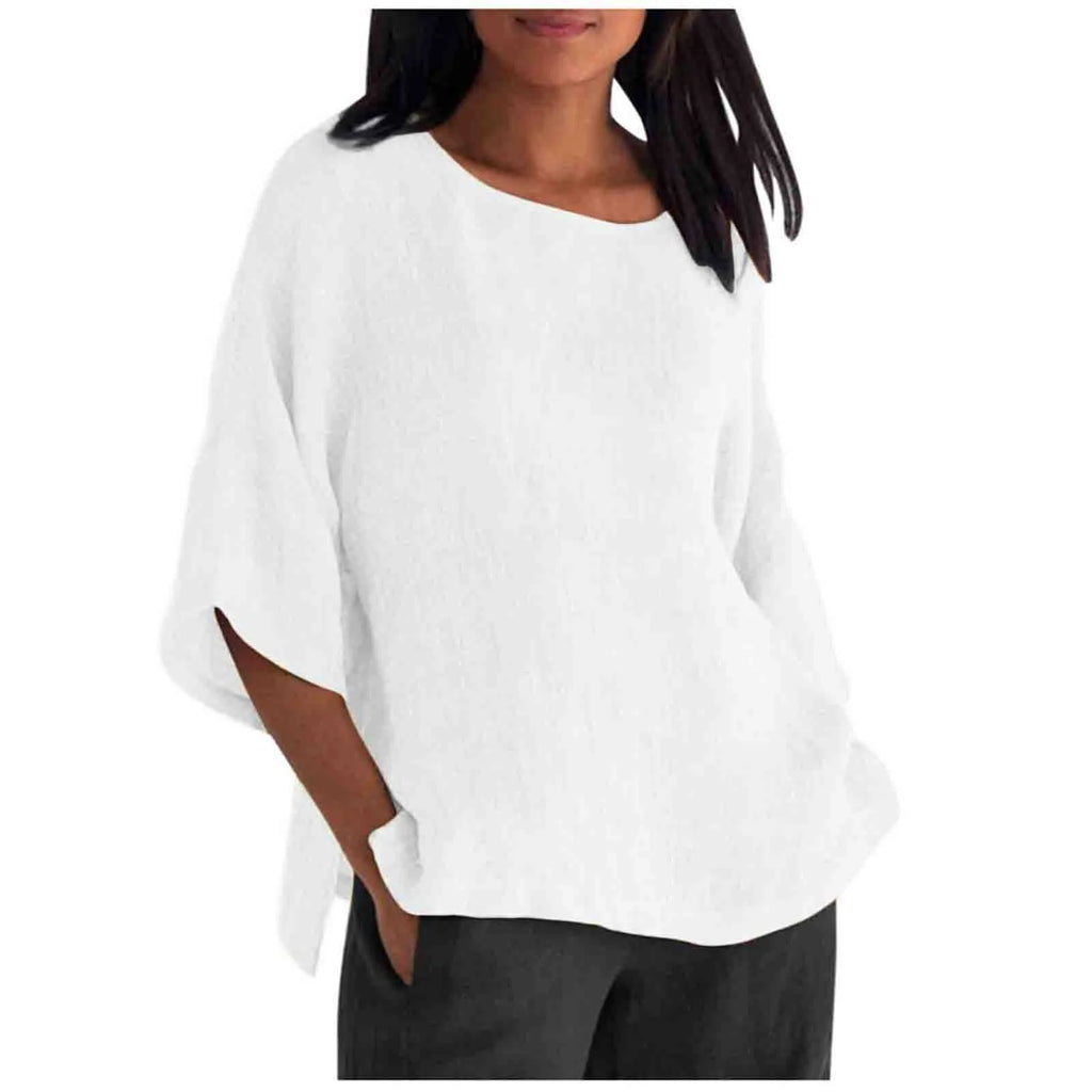 Hot Sale Of The Seasonwish Eaby Women's Cotton Linen Shirt round Neck Short Sleeve 25 Colors Casual Loose Fit Street Style Su...