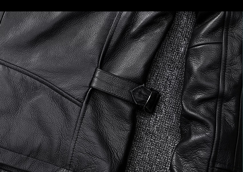Black Autumn Leather Jacket Men Retro Style Plus Size 8XL Genuine Natural Cowhide Turn-Down Collar Smart Casual Coat