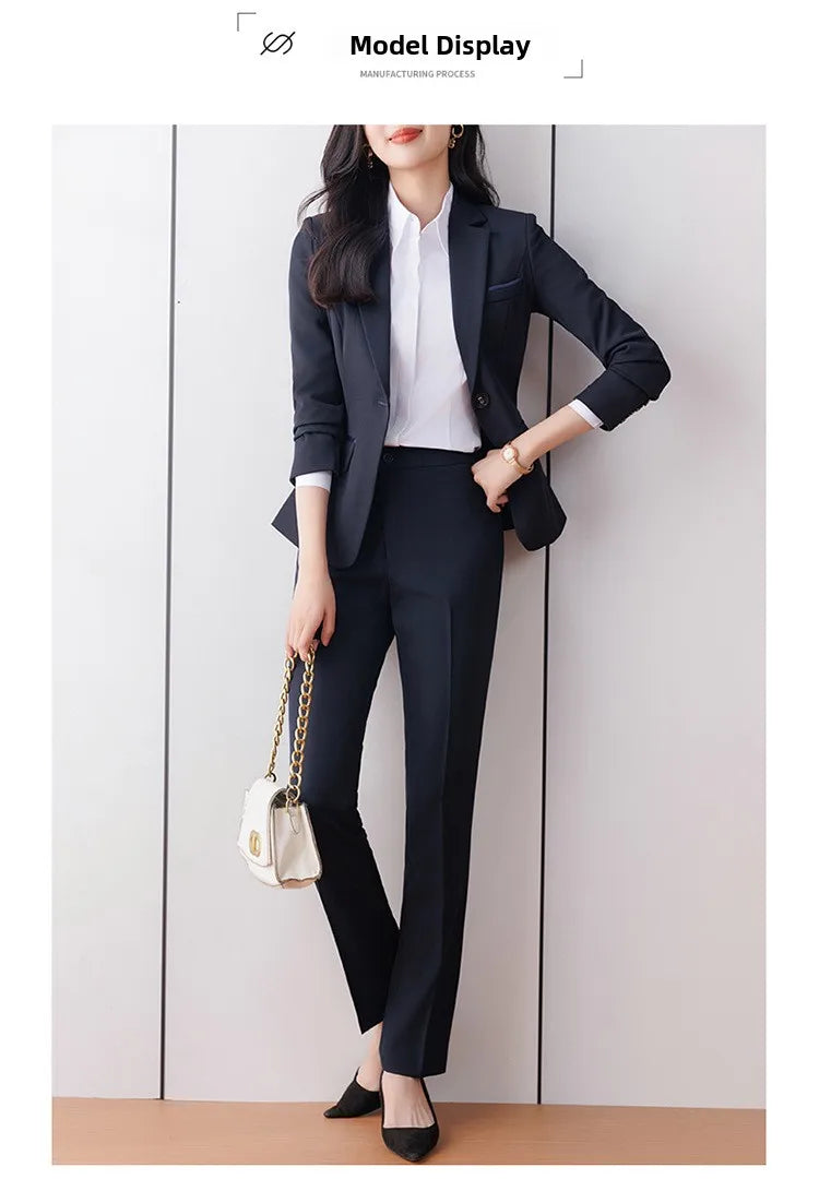 Business Formal Suit Set for Women College Students Job Interview Workwear Small Size Female Jacket Professional Top