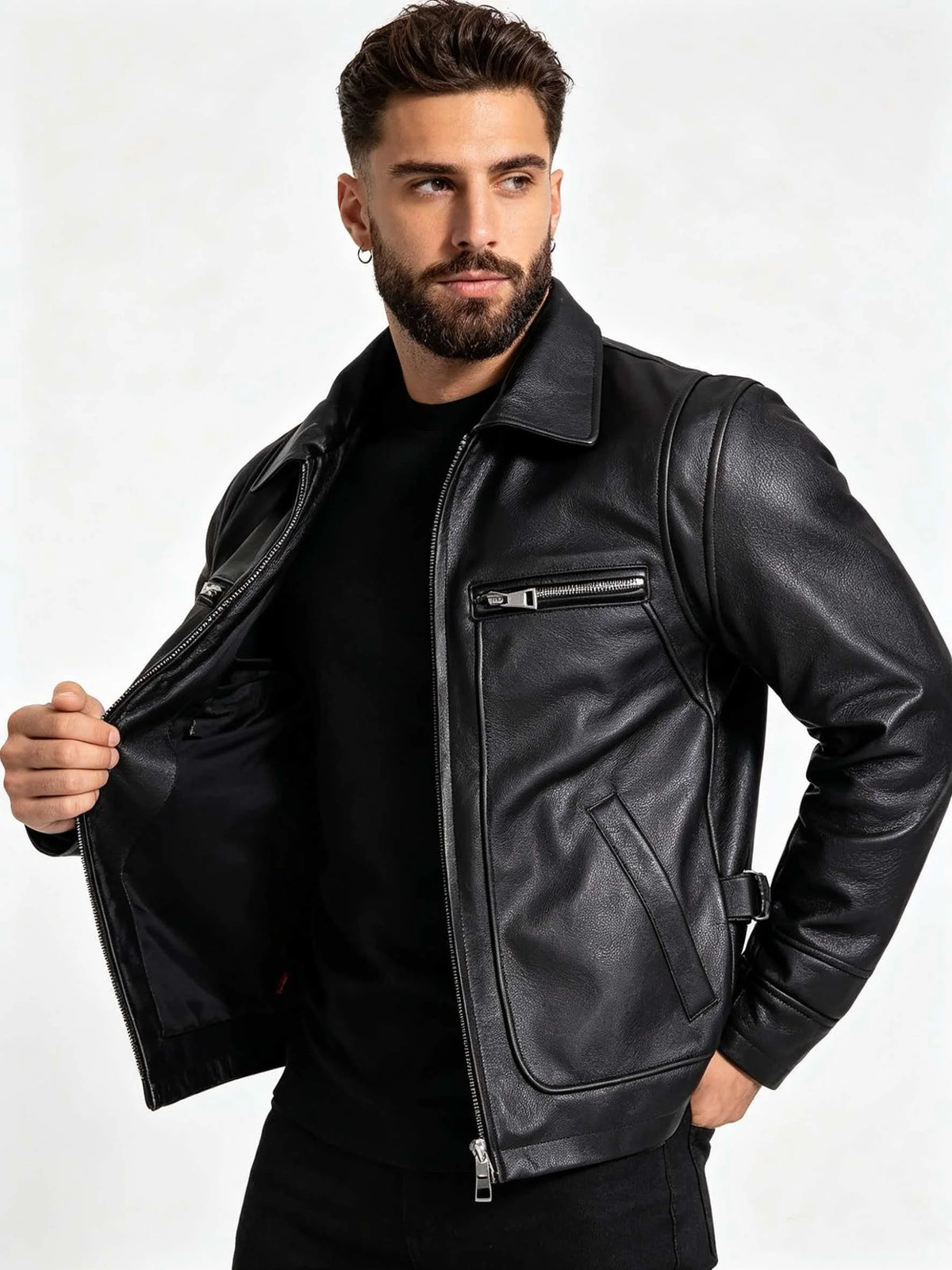 Black Autumn Leather Jacket Men Retro Style Plus Size 8XL Genuine Natural Cowhide Turn-Down Collar Smart Casual Coat