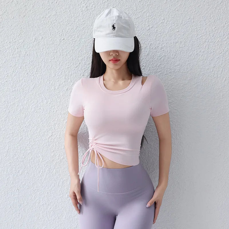 New Advanced Women's Yoga Sportswear Short Sleeve T-Shirt Slimming Running Pilates Training Fitness Summer Tight Fit Top