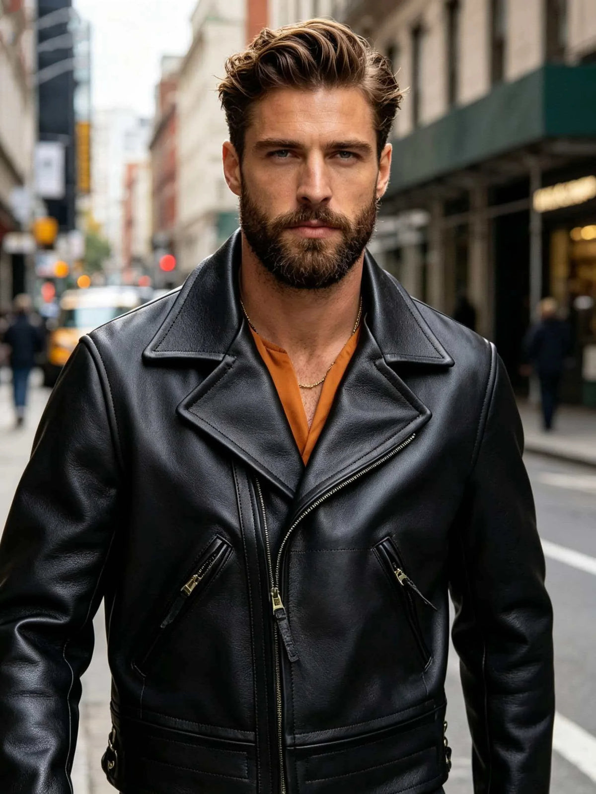 Black Winter Leather Jacket Men Sports Style Plus Size 5XL Genuine Natural Thick Cowhide Turn-Down Collar Mounted Police Coat