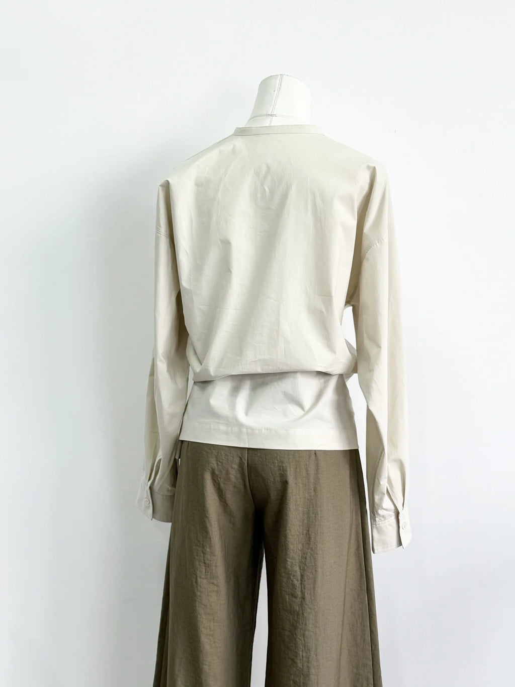 Asymmetric Button Side Split Long Sleeve Women's Shirt Le Home New Color Design Casual Commute Style Cotton British Style