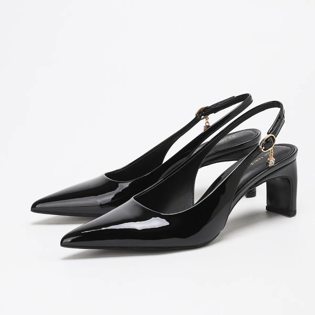 Elegant Pointed Toe Low Heel Chunky Heel Women's Sandals Fashionable New Arrival Simple Stylish Open Toe Pumps PU Lined