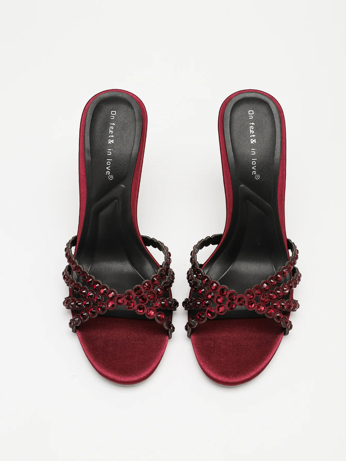 Fashionable Diamond Strap High Heels Sandals Women's Summer Party Shoes Fine Heel Versatile Elegant Ladies' Slip-On Slippers