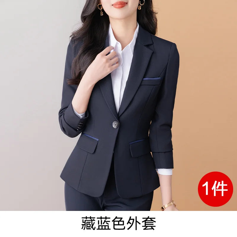 Business Formal Suit Set for Women College Students Job Interview Workwear Small Size Female Jacket Professional Top