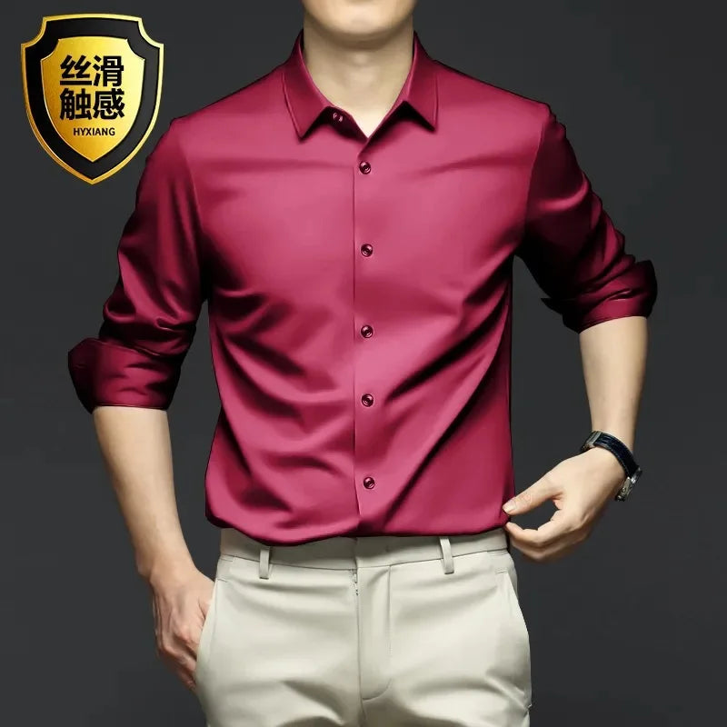 Men's White Shirt Long Sleeve Non iron Business Dress Slim Fit Korean Version Professional Work White Casual Men's Suit Shirt