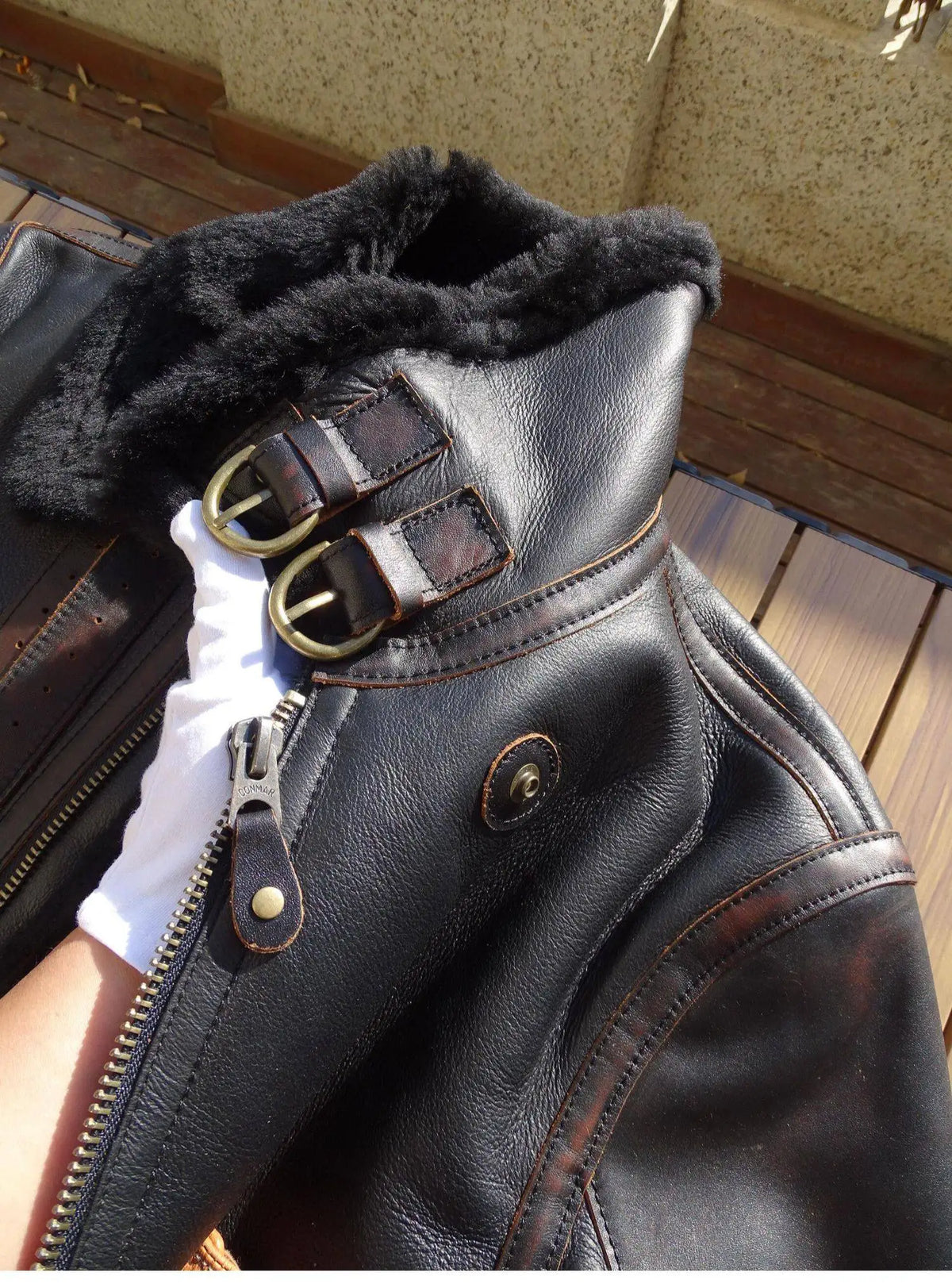 Black Winter Shearling Jacket Men Vintage Style Plus Size 5XL Genuine Natural Thick Sheepskin Warm Turn-Down Collar Spliced Coat