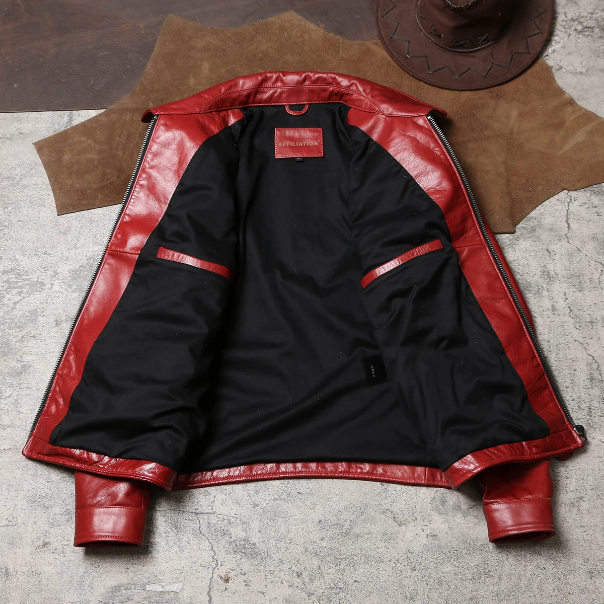 Red Autumn Leather Jacket Men Retro Casual Style Plus Size 5XL Genuine Natural Cowhide Slim Fit Turn-Down Collar Coat 1930