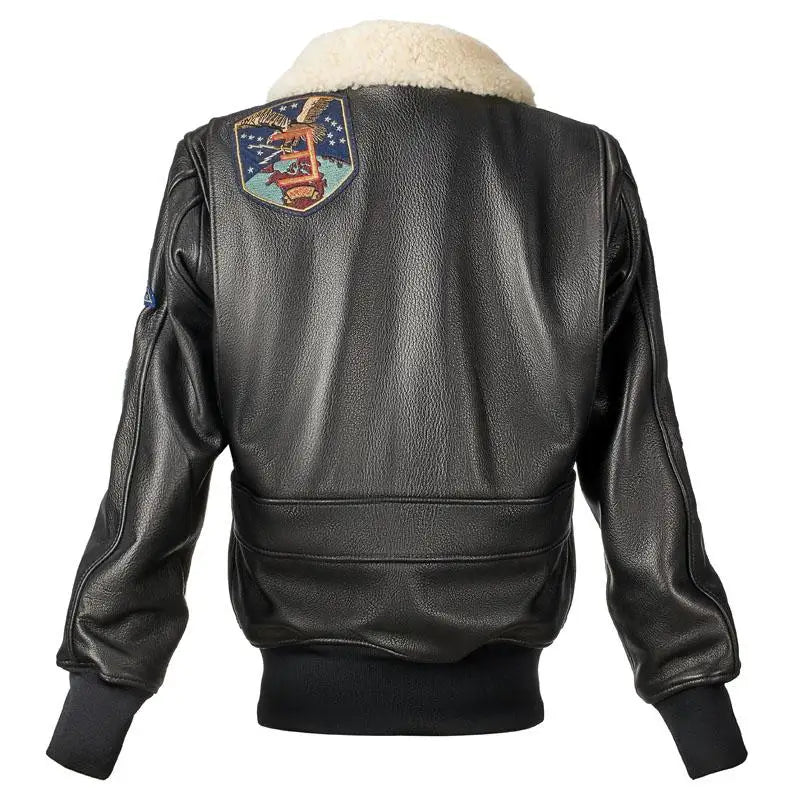 Black Autumn Leather Jacket Women Retro Style Plus Size 3XL Genuine Natural Cowhide Turn-Down Collar Military G1 Flight Coat