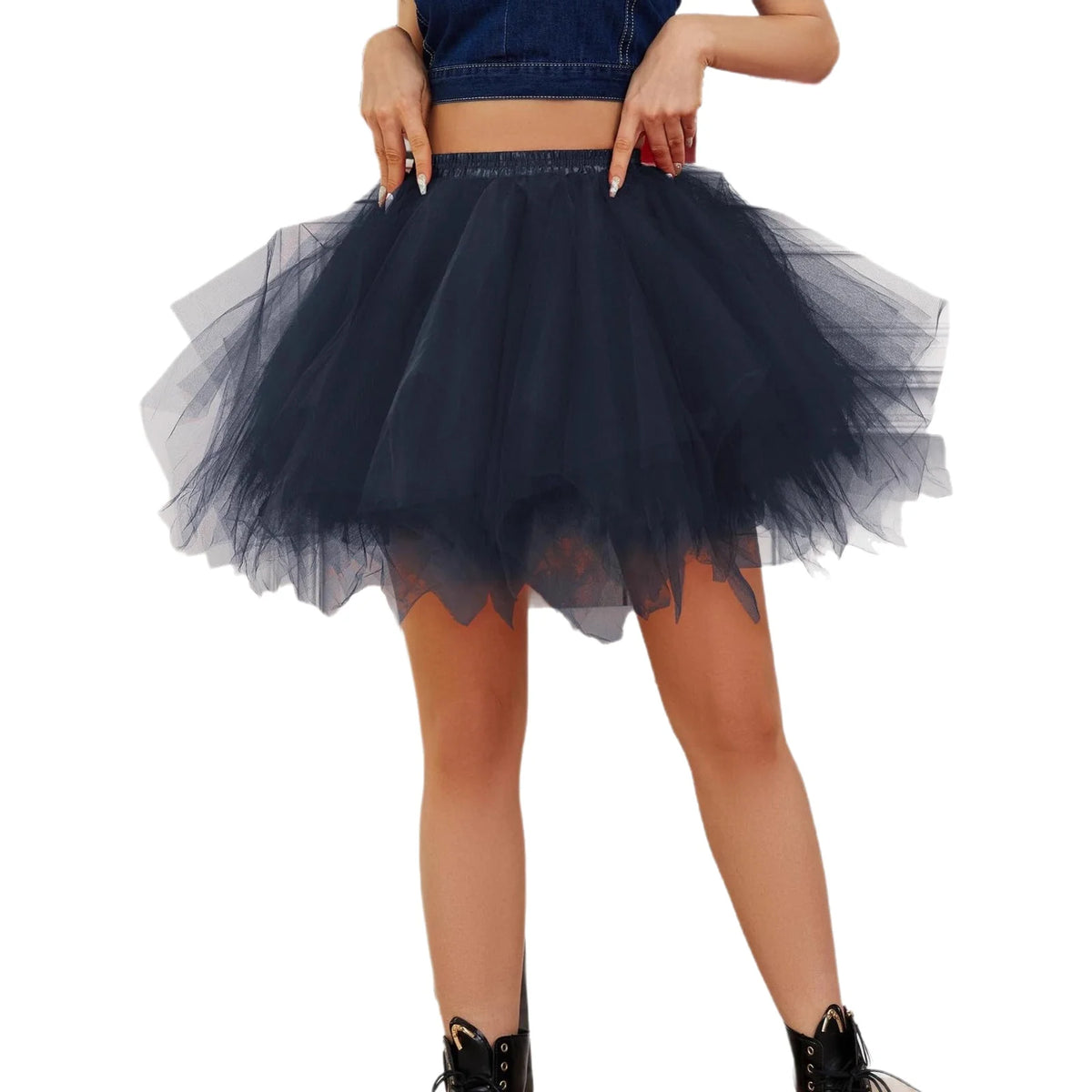 Black French Style Puffy Skirt Fashionable Dance Activity Practice Skirt Polyester Fabric A-Line Long Skirt Sweet Style