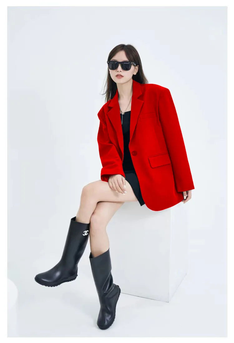 Casual Loose Women's Blazer Spring 2026 New Style Commute Fashionable Polyester Long Sleeve Single Button Patchwork Blazer