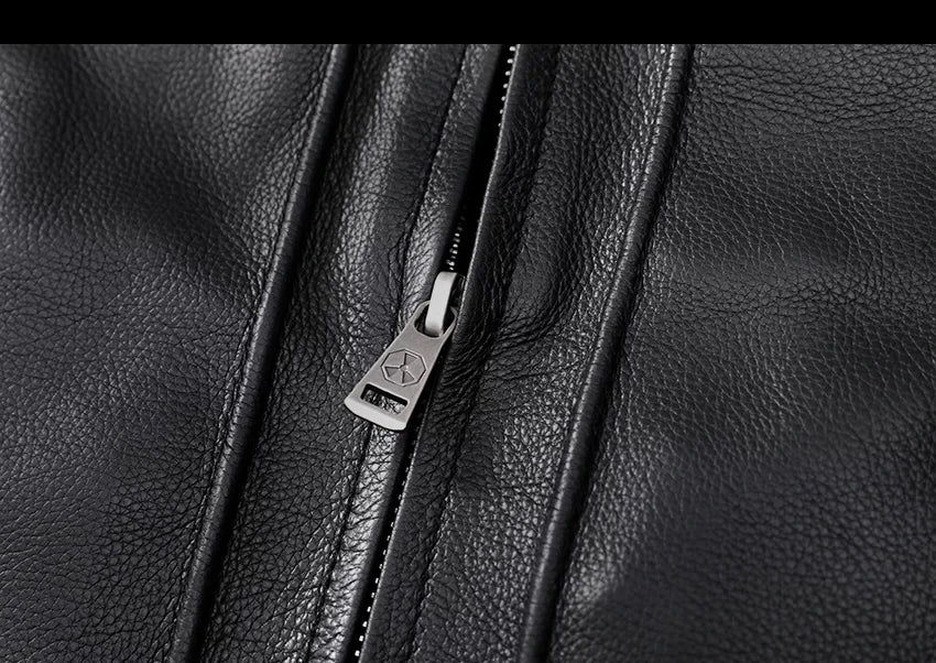 Black Autumn Leather Jacket Men Retro Style Plus Size 8XL Genuine Natural Cowhide Turn-Down Collar Smart Casual Coat