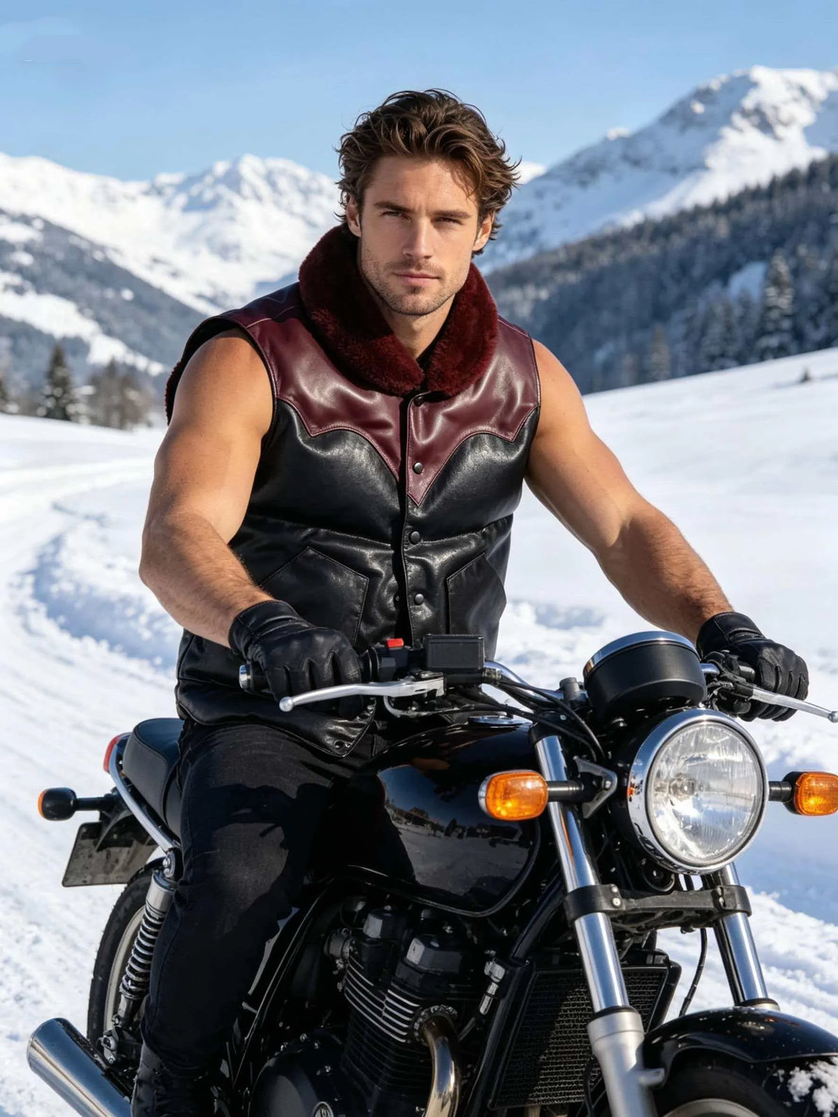 Genuine Natural Sheepskin Stand Collar Single Breasted Spliced Vest Black Winter Down Vest Men Casual Style Plus Size 5XL
