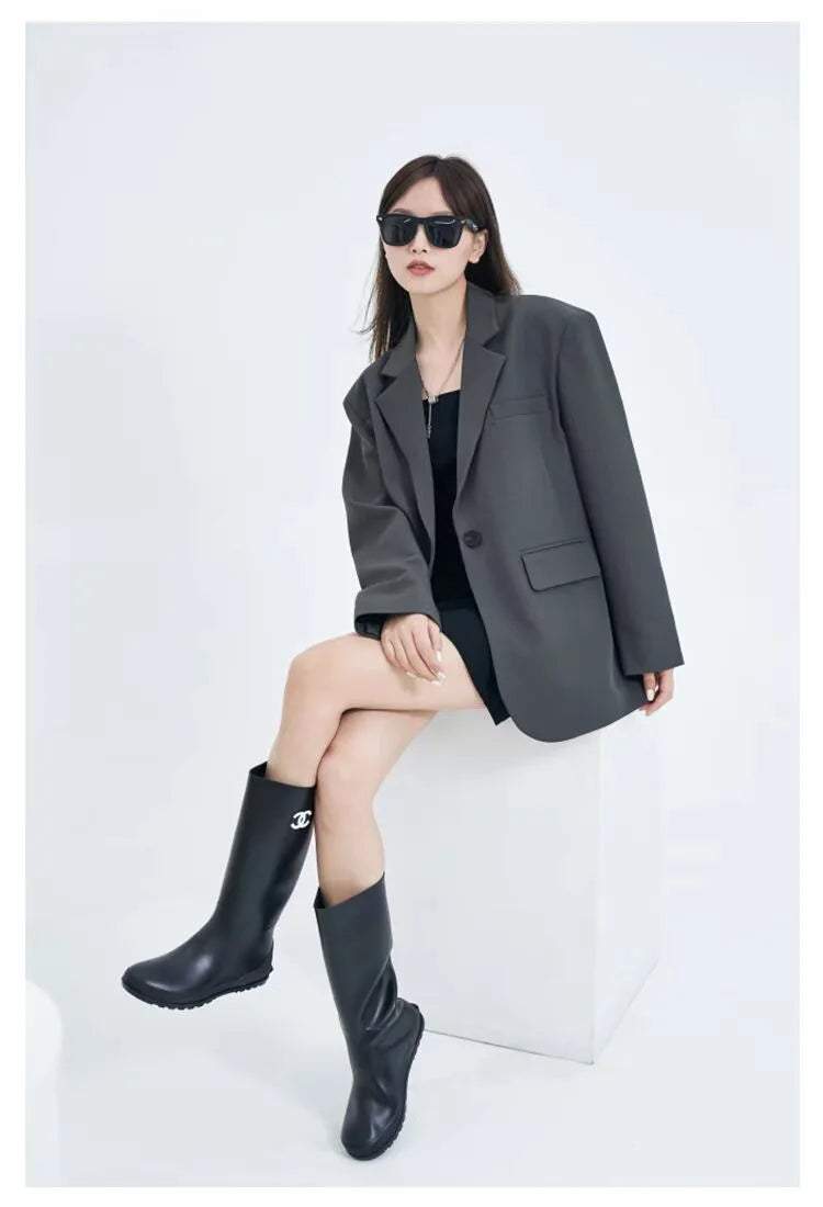 Casual Loose Women's Blazer Spring 2026 New Style Commute Fashionable Polyester Long Sleeve Single Button Patchwork Blazer