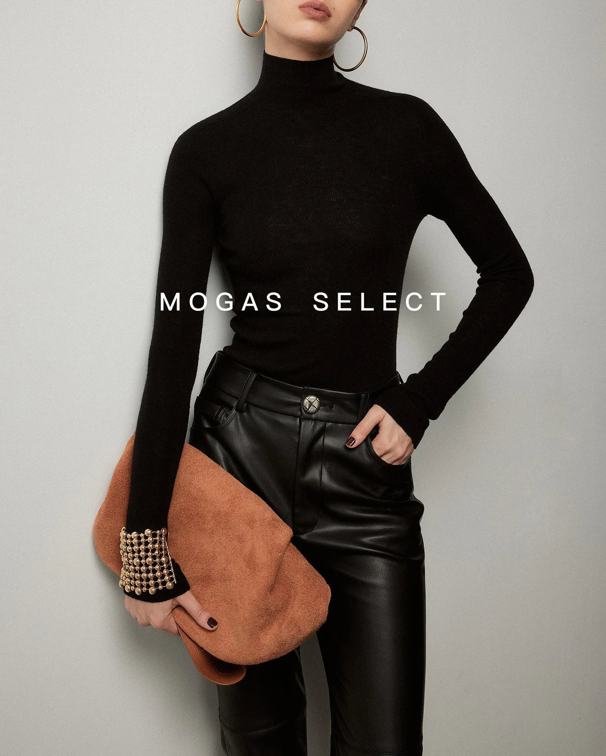 Mogas Luxury Cashmere Silk Seamless One-Shoulder Knitted Sweater Women's Autumn Winter Base Layer Fashionable Business Commut...