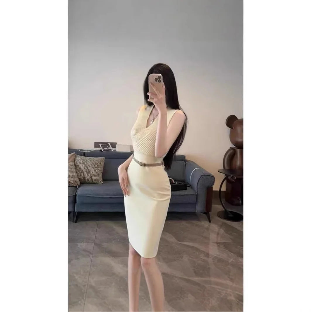 2025 Summer New Style Sexy Slim Fit Wrap around Skirt Polyester Lycra Blend mid Length Fresh Sweet Style Cross-Border Sweetness