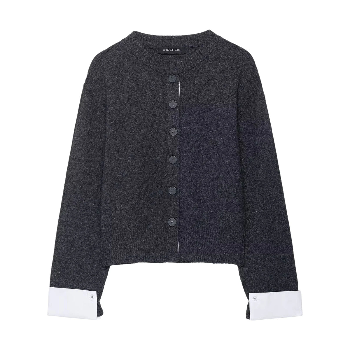Fashionable round Neck Knitted Sweater with Single Button Elegant Style Polyester Fiber Long Sleeve Regular Fit Autumn New Ar...