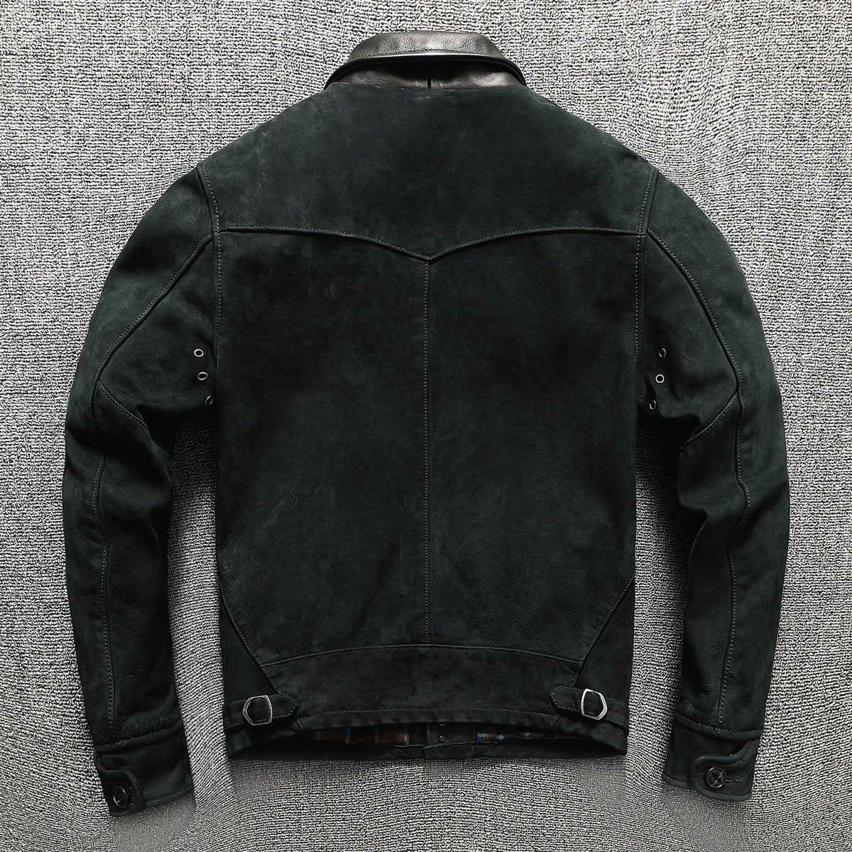 Black Winter Leather Jacket Men Vintage Style Plus Size 6XL Genuine Natural Cow Suede Turn-Down Collar Single Breasted Coat