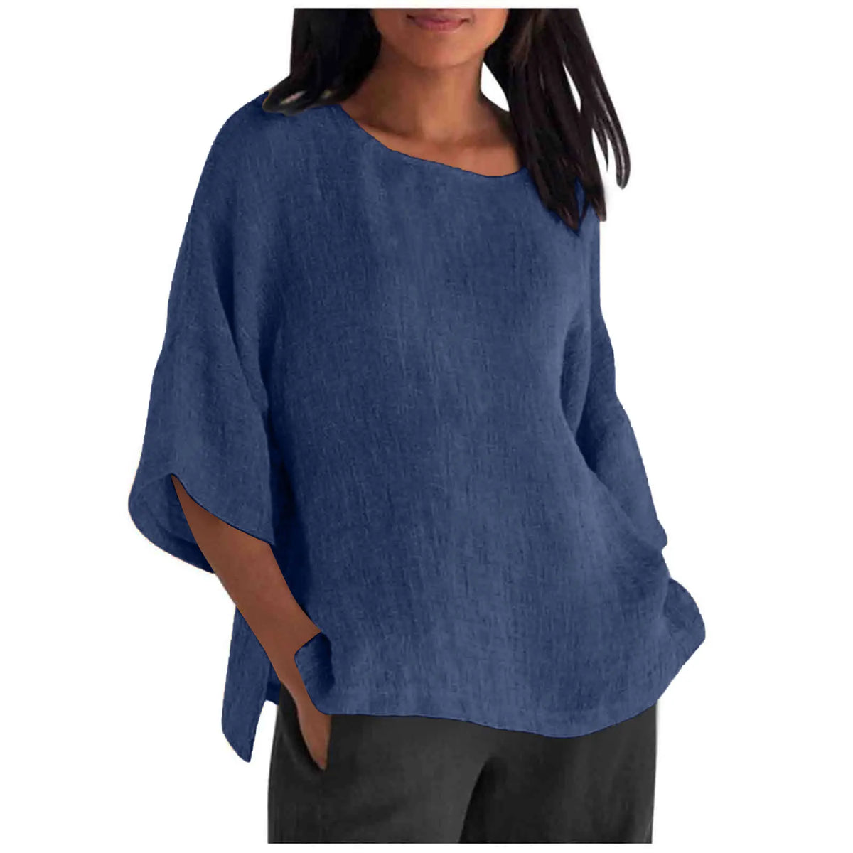 Hot Sale Of The Seasonwish Eaby Women's Cotton Linen Shirt round Neck Short Sleeve 25 Colors Casual Loose Fit Street Style Su...