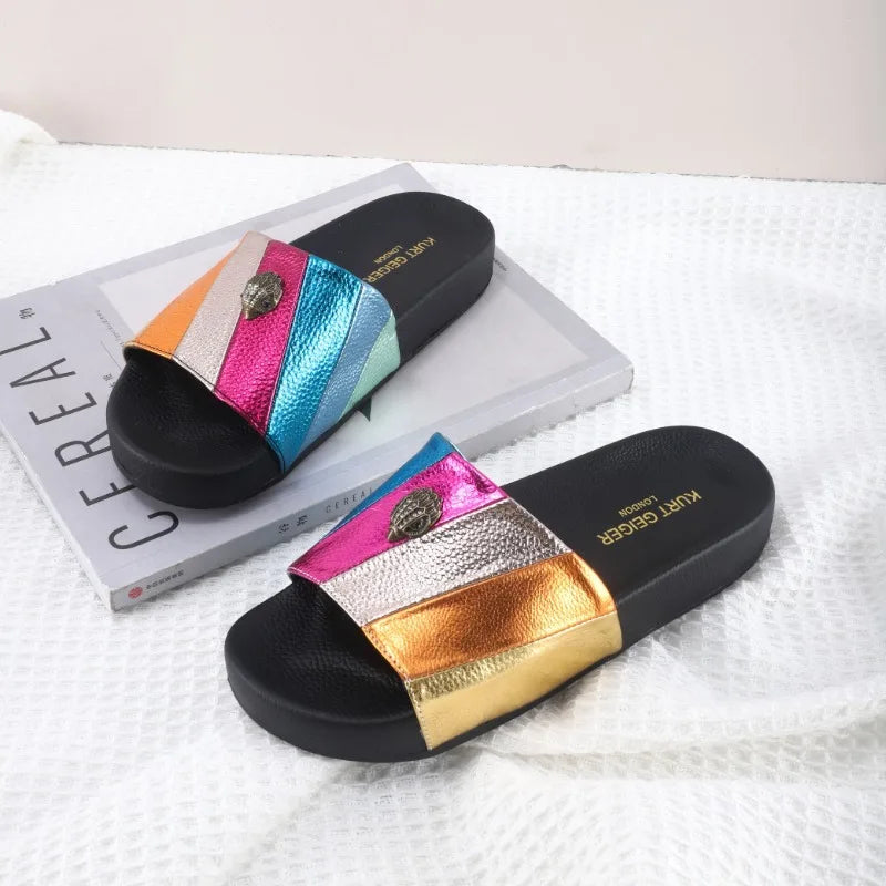 Colorful Eagle Head Slippers Large Size Thick Bottom Beach Women's Sandals Comfortable Breathable Summer Slip-On Shoes
