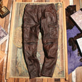 Retro Black Winter Leather Trousers Men Vintage Style Genuine Natural Cowhide Can Add Motorcycle Protection Device Leather Pants