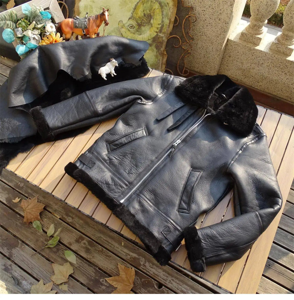 Light Brown Winter Shearling Jacket Men Retro Style Plus Size 5XL Genuine Natural Thick Sheepskin B6 Bomber Military Flight Coat