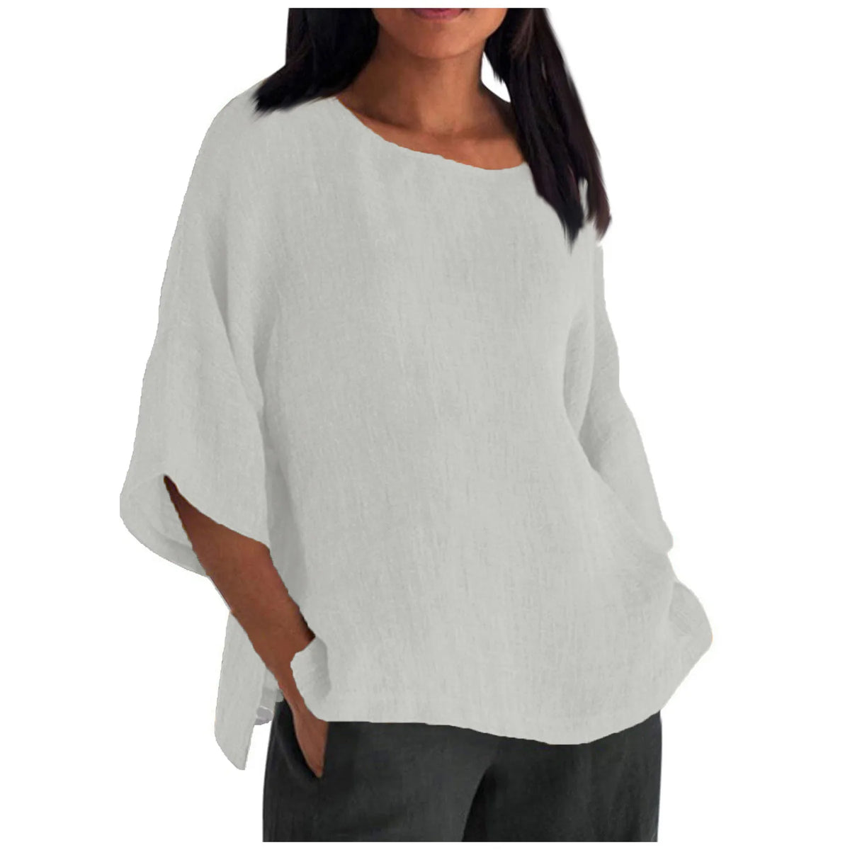 Hot Sale Of The Seasonwish Eaby Women's Cotton Linen Shirt round Neck Short Sleeve 25 Colors Casual Loose Fit Street Style Su...