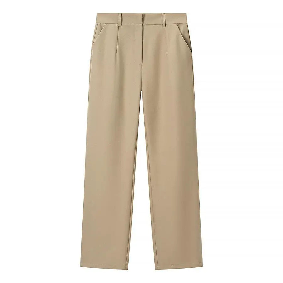 Women's Chiffon Two-Piece Set Straight Leg Pants Summer Suit Jacket Commute High Waist Cross-Border Street Style Casual Outfit
