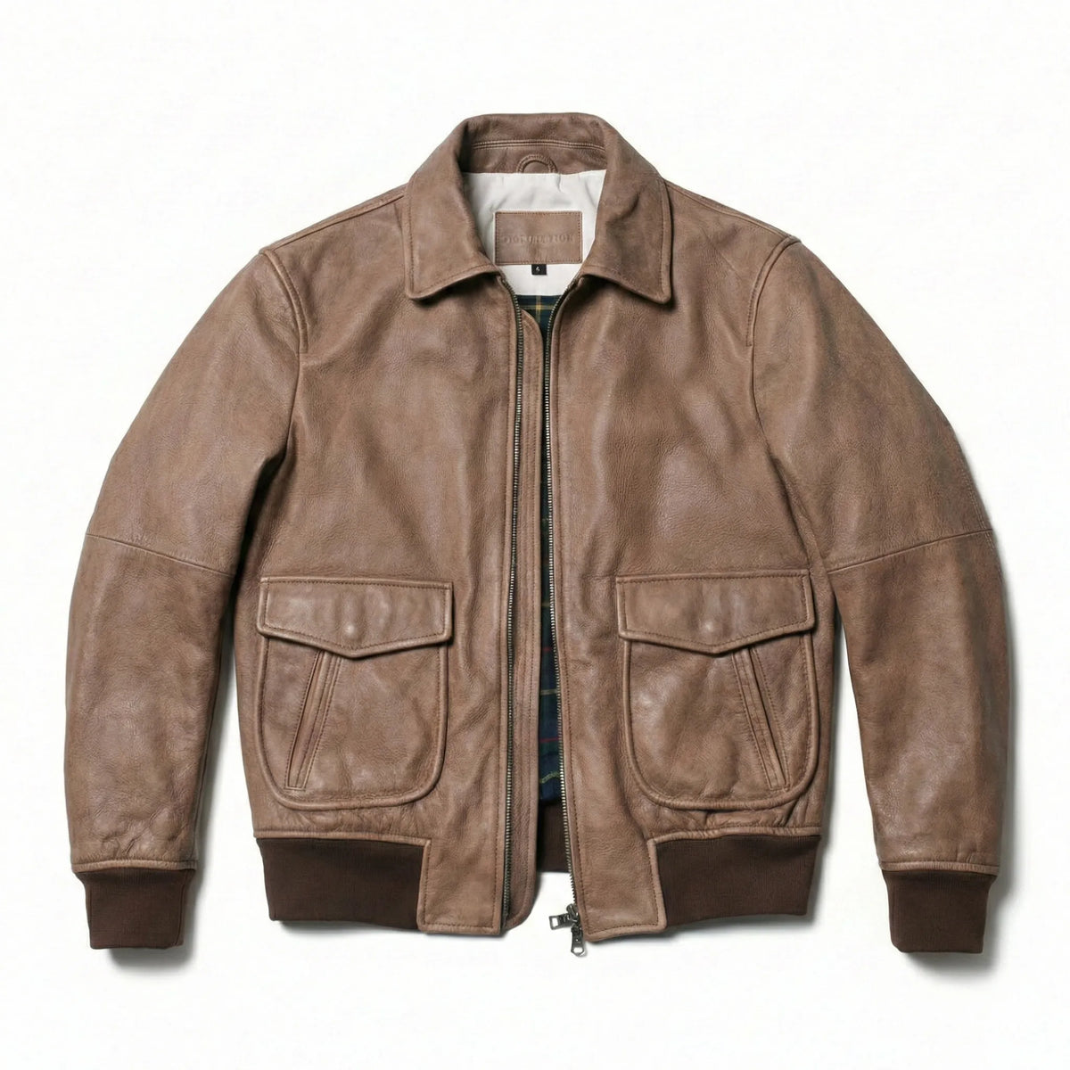 Light Brown Winter Leather Jacket Men Military Style Plus Size 5XL Genuine Natural Cowhide Turn-Down Collar Retro Flight Coat