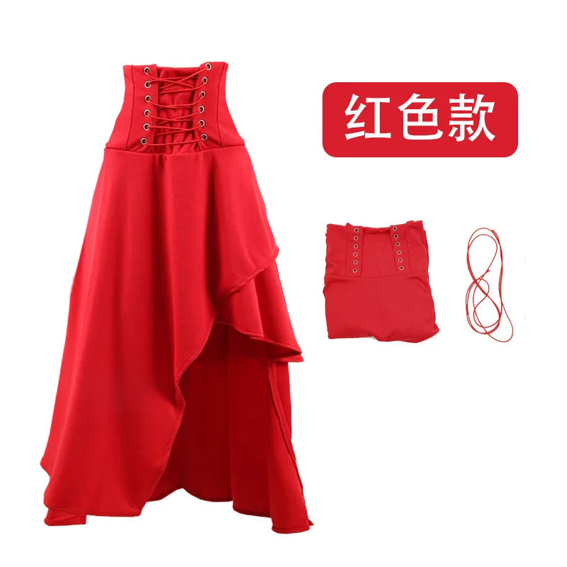 High Waist Gothic Skirt Half Length Irregular Long Skirt Five Colors Vintage Style Polyester Fabric Spring Summer Fashion