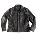 Black Autumn Leather Jacket Men Casual Style American Size Genuine Natural Sheepskin Turn-Down Collar Single Breasted Denim Coat