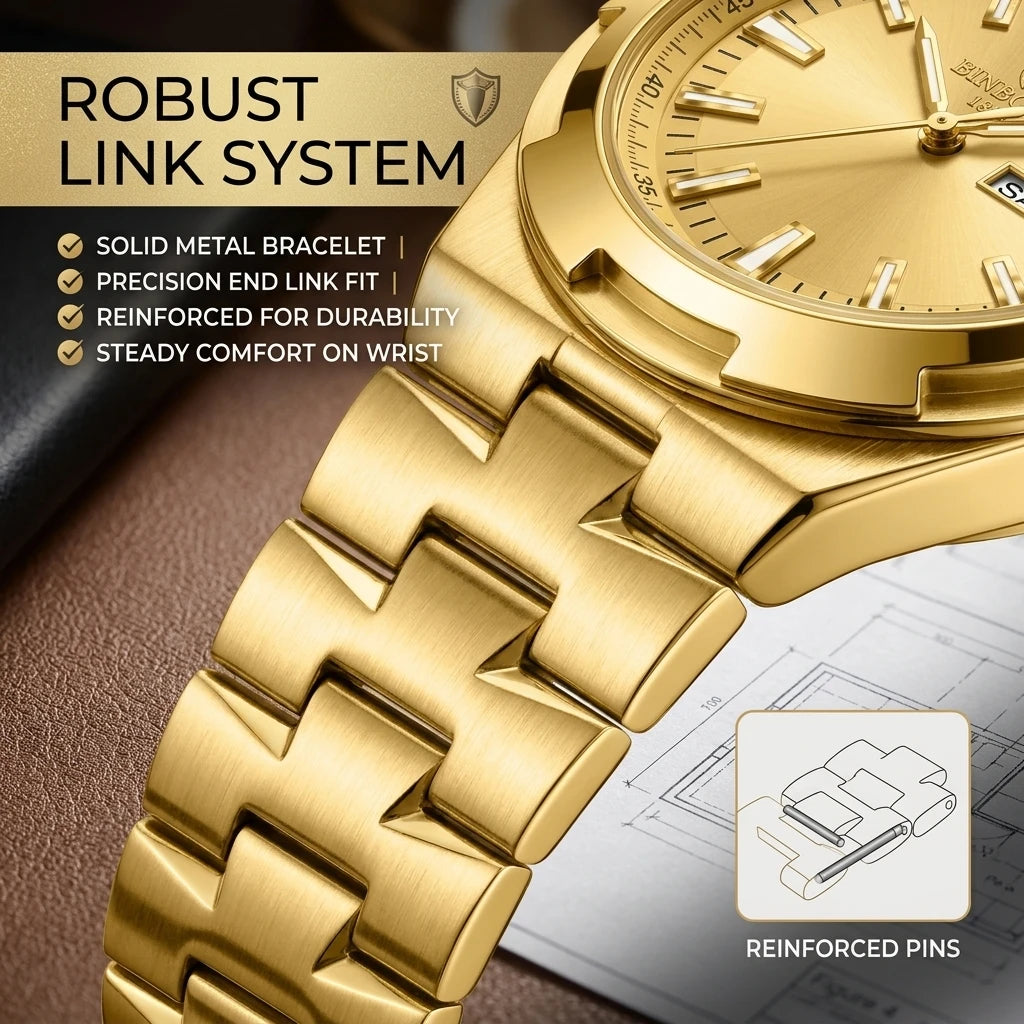 1pc Fashion Metal Strap Watch, Simple and Elegant Dial, with Date and Day Display, Daily Versatile Trend