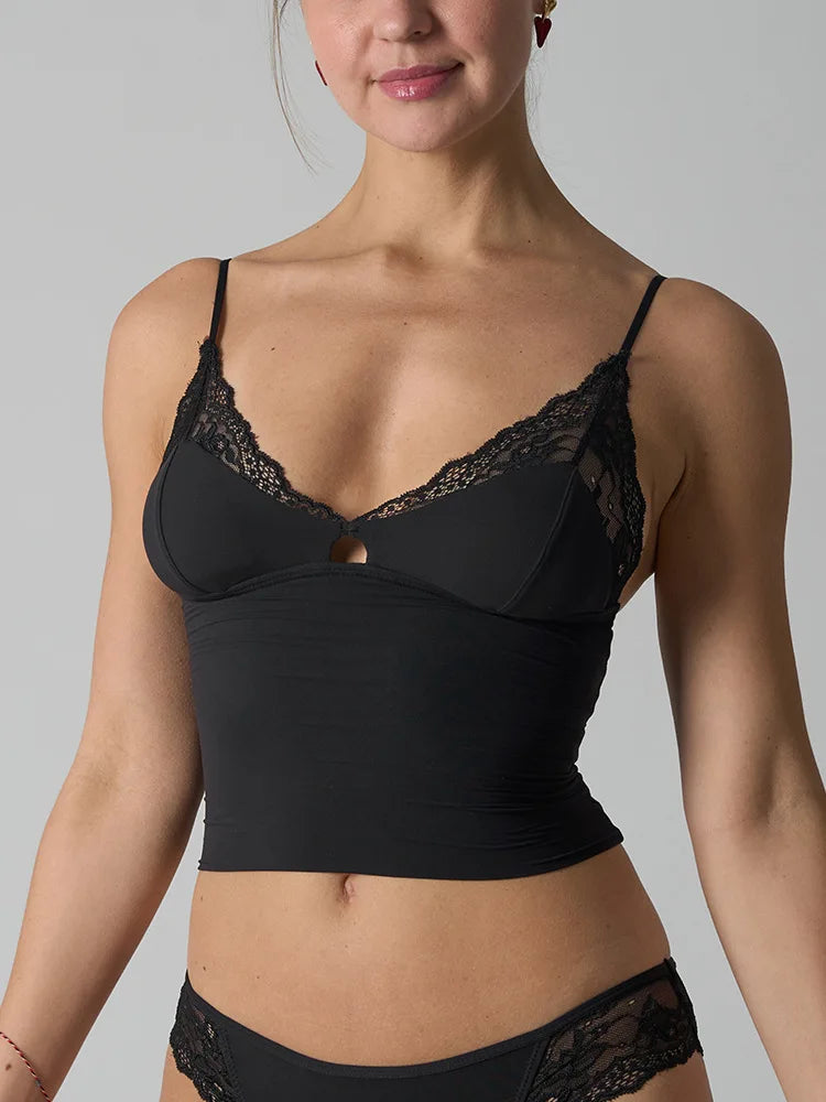 Adjustable Strap Lace Top Skin-friendly Ultra Elastic with Chest Pad Kardashian Style Streetwear Trend for Women in Spring