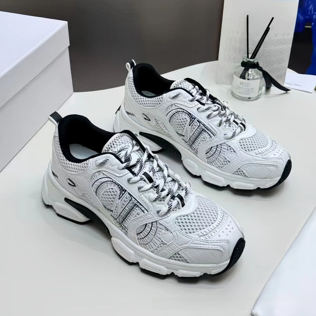 2025 New D Home B30 Tech Sports Mesh Dad Running Shoes with Laces Olympic Star Net Shoes Unisex Summer Dry Hollow out Sneakers