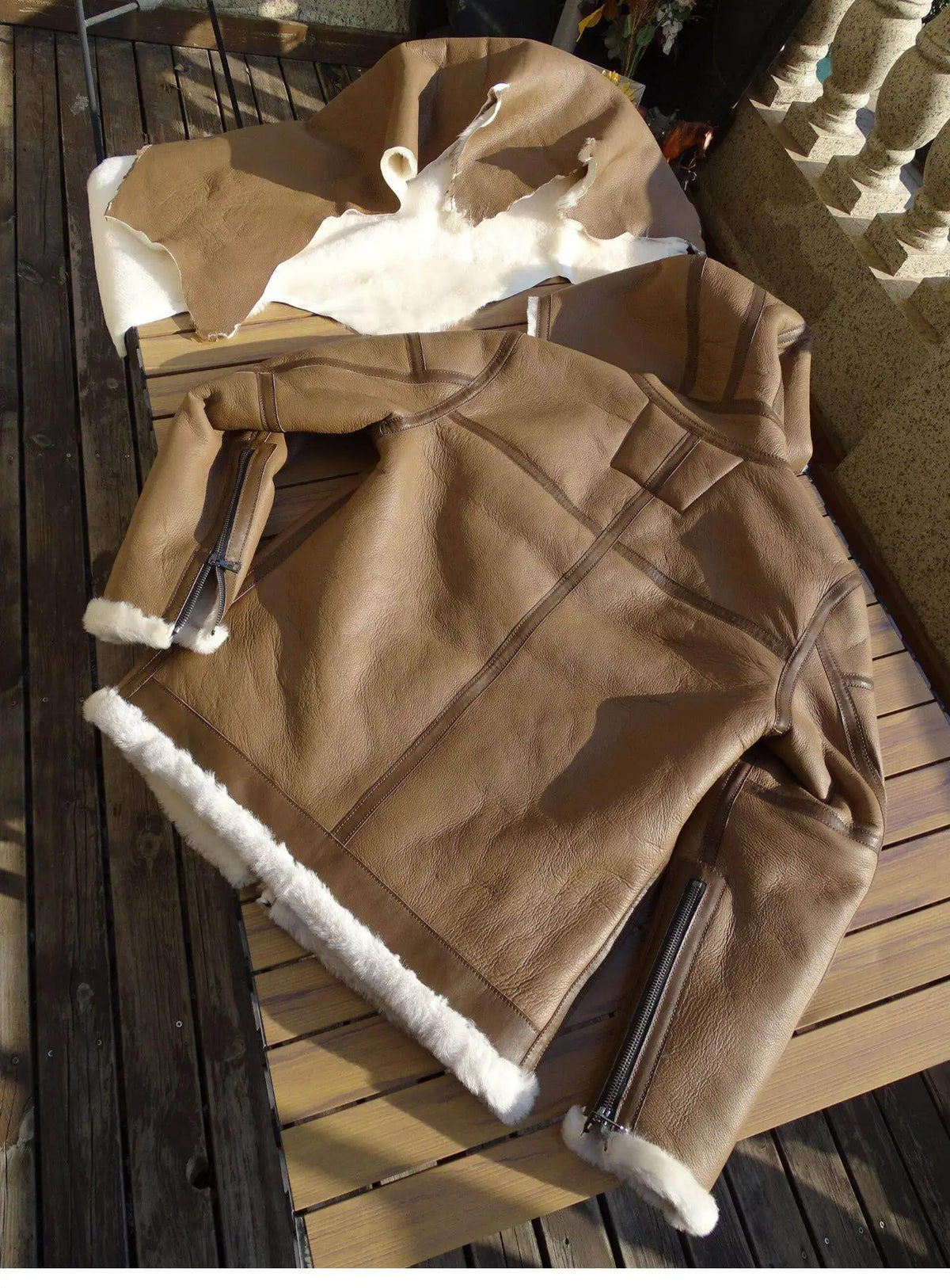 Brown Winter Hooded Shearling Jacket Men Casual Style Plus Size 5XL Genuine Natural Thick Sheepskin Warm Leather Coat
