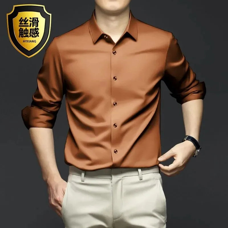 Men's White Shirt Long Sleeve Non iron Business Dress Slim Fit Korean Version Professional Work White Casual Men's Suit Shirt