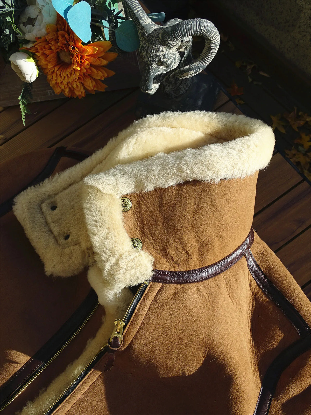 Light Brown Winter Shearling Jacket Men Retro Style Plus Size 4XL Genuine Natural Thick Sheepskin Warm Leather Coat